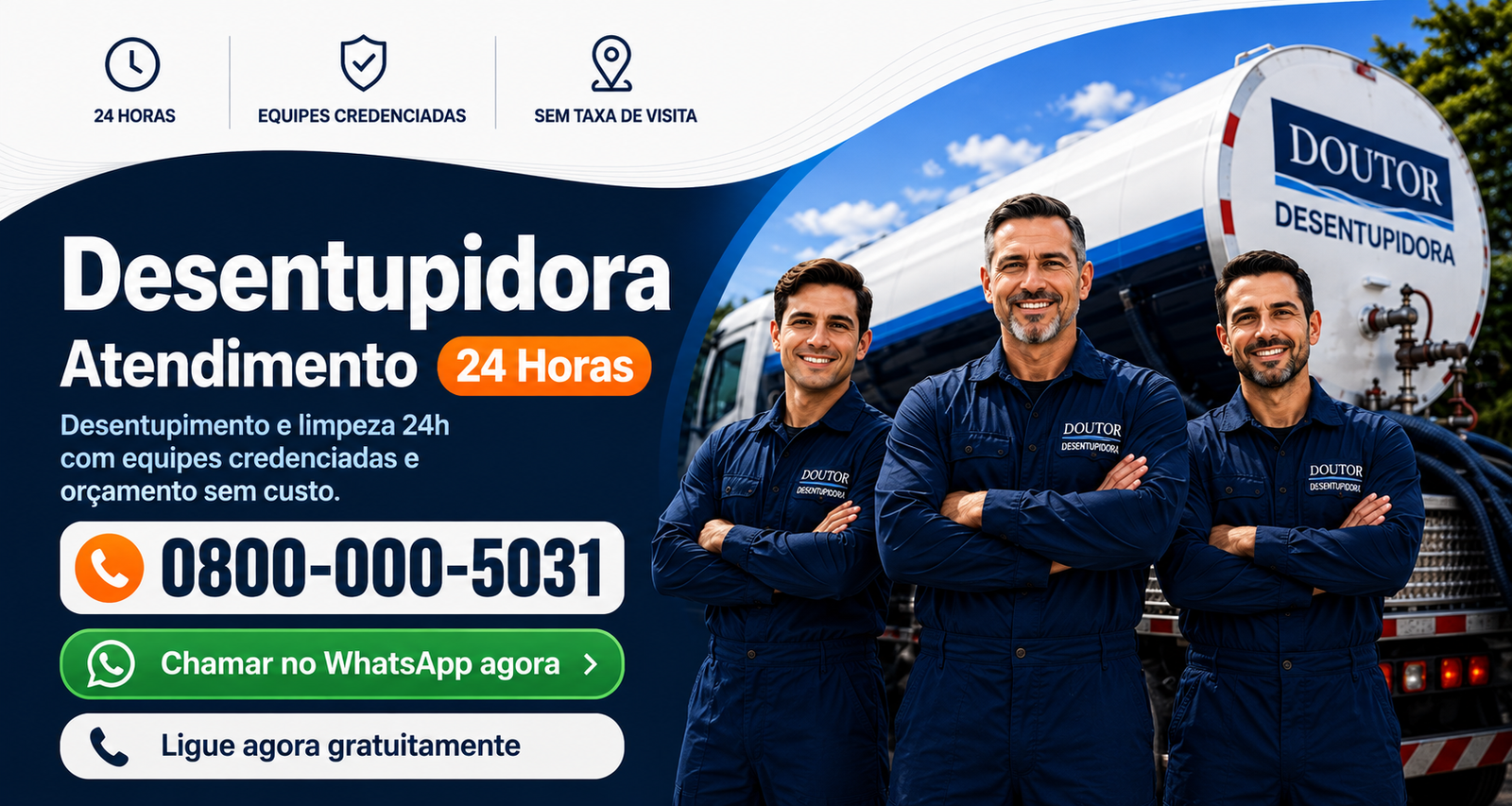 Doutor Desentupidora — desentupimento 24 horas em todo o Estado de São Paulo